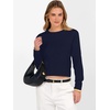 image:imageANRABESS Womens Long Sleeve Cropped Crew Neck Lightweight Fall SweatersNavy Blue