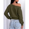 image:imageANRABESS Womens Off Shoulder Sweatshirt Loose Crop TopsArmy Green