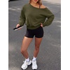 image:imageANRABESS Womens Off Shoulder Sweatshirt Loose Crop TopsArmy Green