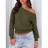 image:imageANRABESS Womens Off Shoulder Sweatshirt Loose Crop TopsArmy Green
