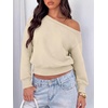 image:imageANRABESS Womens Off Shoulder Sweatshirt Loose Crop TopsBeige