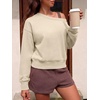 image:imageANRABESS Womens Off Shoulder Sweatshirt Loose Crop TopsBeige