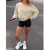 image:imageANRABESS Womens Off Shoulder Sweatshirt Loose Crop TopsBeige