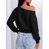 image:imageANRABESS Womens Off Shoulder Sweatshirt Loose Crop TopsBlack