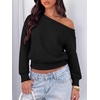 image:imageANRABESS Womens Off Shoulder Sweatshirt Loose Crop TopsBlack