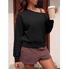 image:imageANRABESS Womens Off Shoulder Sweatshirt Loose Crop TopsBlack