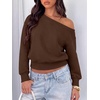 image:imageANRABESS Womens Off Shoulder Sweatshirt Loose Crop TopsCoffee Brown