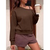 image:imageANRABESS Womens Off Shoulder Sweatshirt Loose Crop TopsCoffee Brown