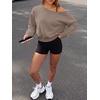 image:imageANRABESS Womens Off Shoulder Sweatshirt Loose Crop TopsCoffee Grey