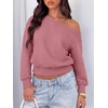 image:imageANRABESS Womens Off Shoulder Sweatshirt Loose Crop TopsDusty Rose