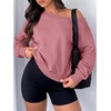 image:imageANRABESS Womens Off Shoulder Sweatshirt Loose Crop TopsDusty Rose