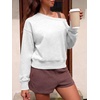 image:imageANRABESS Womens Off Shoulder Sweatshirt Loose Crop TopsGrey
