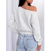 image:imageANRABESS Womens Off Shoulder Sweatshirt Loose Crop TopsGrey