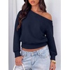 image:imageANRABESS Womens Off Shoulder Sweatshirt Loose Crop TopsNavy Blue