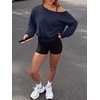 image:imageANRABESS Womens Off Shoulder Sweatshirt Loose Crop TopsNavy Blue