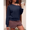 image:imageANRABESS Womens Off Shoulder Sweatshirt Loose Crop TopsNavy Blue
