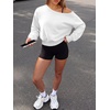 image:imageANRABESS Womens Off Shoulder Sweatshirt Loose Crop TopsWhite