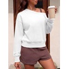 image:imageANRABESS Womens Off Shoulder Sweatshirt Loose Crop TopsWhite