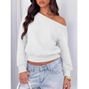 image:imageANRABESS Womens Off Shoulder Sweatshirt Loose Crop TopsWhite