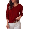 image:imageANRABESS Women Fall Long Sleeve V Neck Lightweight SweatersRed
