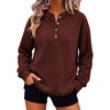 image:imageANRABESS Womens Fuzzy Sherpa Sweatshirts Henley V Nek Fleece PulloverWine Red