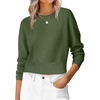 image:imageANRABESS Womens Long Sleeve Cropped Crew Neck Lightweight Fall SweatersArmy Green