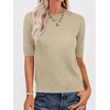 image:imageANRABESS Short Sleeve Sweater for Women Wool Blend Business Casual TopsAlmond