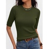 image:imageANRABESS Short Sleeve Sweater for Women Wool Blend Business Casual TopsArmy Green