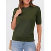image:imageANRABESS Short Sleeve Sweater for Women Wool Blend Business Casual TopsArmy Green