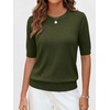 image:imageANRABESS Short Sleeve Sweater for Women Wool Blend Business Casual TopsArmy Green