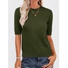 image:imageANRABESS Short Sleeve Sweater for Women Wool Blend Business Casual TopsArmy Green