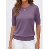 image:imageANRABESS Short Sleeve Sweater for Women Wool Blend Business Casual TopsGrey Purple