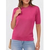 image:imageANRABESS Short Sleeve Sweater for Women Wool Blend Business Casual TopsHot Pink