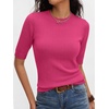 image:imageANRABESS Short Sleeve Sweater for Women Wool Blend Business Casual TopsHot Pink