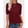 image:imageANRABESS Short Sleeve Sweater for Women Wool Blend Business Casual TopsWine Red