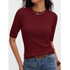 image:imageANRABESS Short Sleeve Sweater for Women Wool Blend Business Casual TopsWine Red