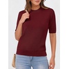 image:imageANRABESS Short Sleeve Sweater for Women Wool Blend Business Casual TopsWine Red