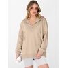 image:imageANRABESS Hoodies for Women Oversized Quarter Zip PulloverBeige