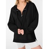 image:imageANRABESS Hoodies for Women Oversized Quarter Zip PulloverBlack