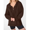 image:imageANRABESS Hoodies for Women Oversized Quarter Zip PulloverCoffee