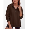 image:imageANRABESS Hoodies for Women Oversized Quarter Zip PulloverCoffee