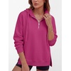image:imageANRABESS Hoodies for Women Oversized Quarter Zip PulloverRose Red