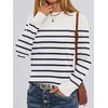 image:imageANRABESS Sweaters for Women Long Sleeve Lightweight Fall OutfitsWhite Navy Blue