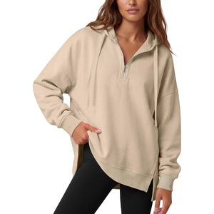 image:imageANRABESS Hoodies for Women Oversized Quarter Zip PulloverBeige