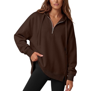image:imageANRABESS Hoodies for Women Oversized Quarter Zip PulloverCoffee