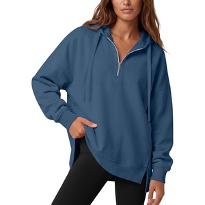 image:imageANRABESS Hoodies for Women Oversized Quarter Zip PulloverGray Blue