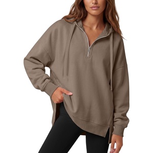 image:imageANRABESS Hoodies for Women Oversized Quarter Zip PulloverLight Khaki