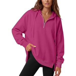 image:imageANRABESS Hoodies for Women Oversized Quarter Zip PulloverRose Red