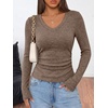 image:imageANRABESS Long Sleeve V Neck Ribbed Shirts for Women Fall OutfitsBrown