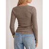 image:imageANRABESS Long Sleeve V Neck Ribbed Shirts for Women Fall OutfitsBrown